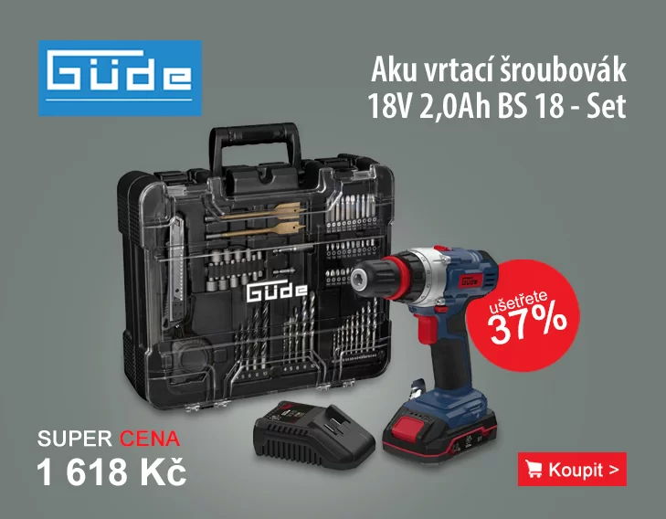 Aku vrtací šroubovák 18V 1x2,0Ah BS 18 - Set Güde 58701