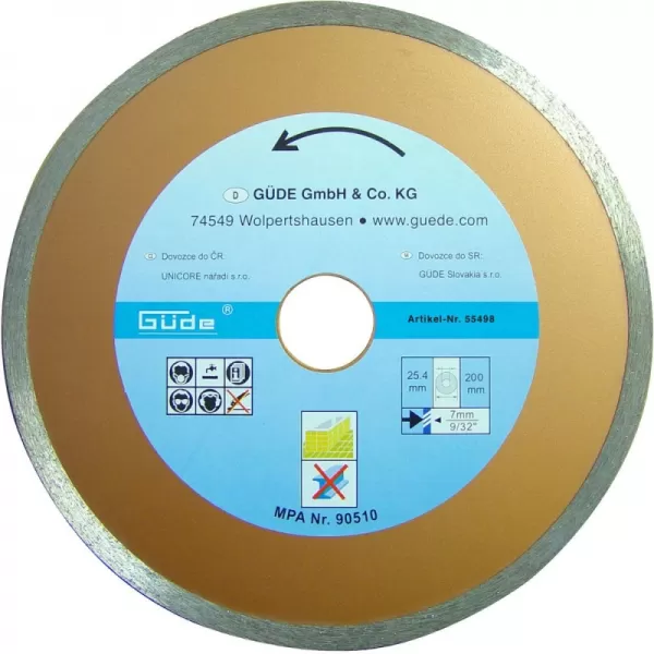 Diamantový kotouč 200x25,4 mm k řezačkám obkladů Güde 55498