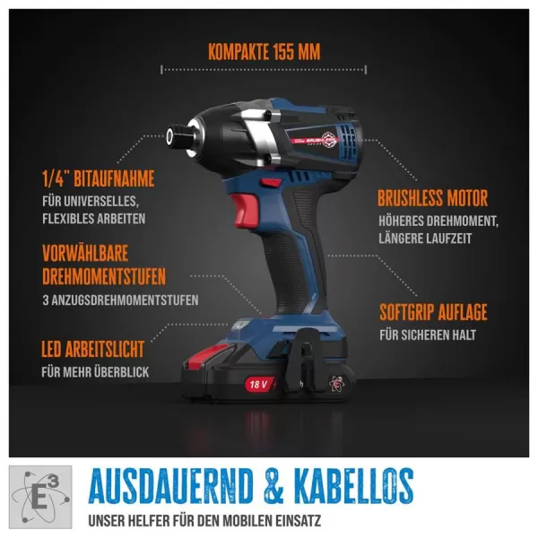 Aku rázový utahovák 18V bez aku Güde 58447